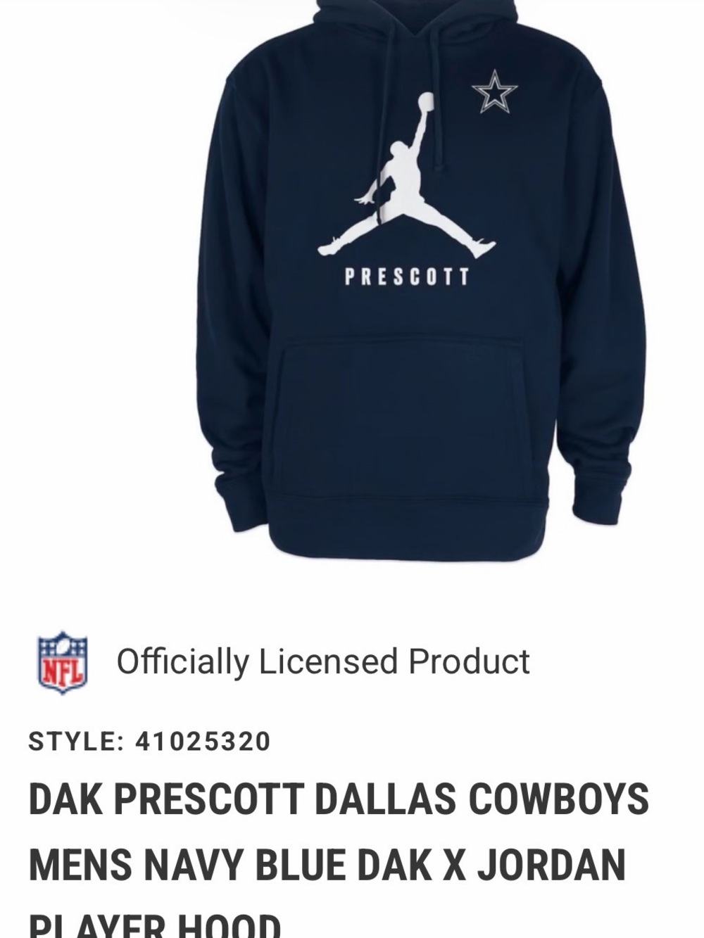 NFL Navy Blue Prescott Pullover Hoodie